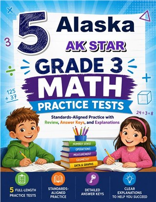 5 Alaska AK STAR Grade 3 Math Practice Tests