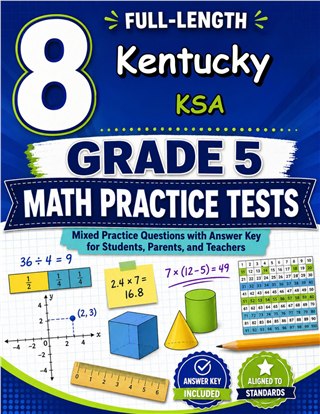 The Kentucky KSA Grade 5 Math Practice Tests Bundle workbook image for standards-aligned Kentucky KSA Grade 5 Math practice