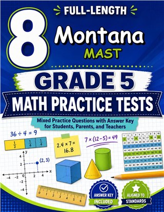 The Montana MAST Grade 5 Math Practice Tests Bundle workbook image for standards-aligned Montana MAST Grade 5 Math practice