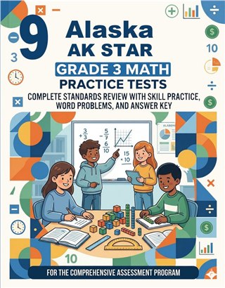 The Alaska AK STAR Grade 3 Math Practice Tests Bundle workbook image for standards-aligned Alaska AK STAR Grade 3 Math practice