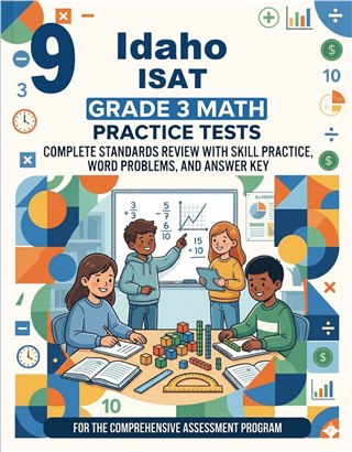 The Idaho ISAT Grade 3 Math Practice Tests Bundle workbook image for standards-aligned Idaho ISAT Grade 3 Math practice