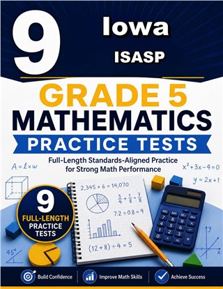 The Iowa ISASP Grade 5 Math Practice Tests Bundle workbook image for standards-aligned Iowa ISASP Grade 5 Math practice