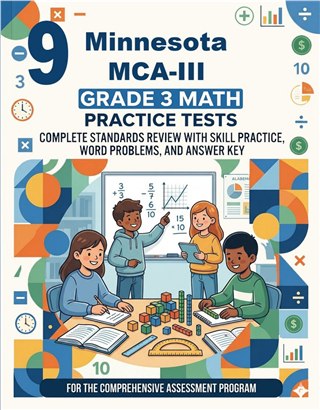 The Minnesota MCA III Grade 3 Math Practice Tests Bundle workbook image for standards-aligned Minnesota MCA III Grade 3 Math practice