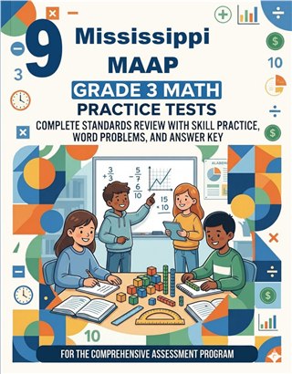 The Mississippi MAAP Grade 3 Math Practice Tests Bundle workbook image for standards-aligned Mississippi MAAP Grade 3 Math practice