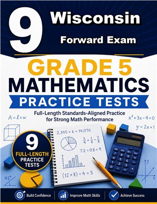 The Wisconsin Forward Exam Grade 5 Math Practice Tests Bundle workbook image for standards-aligned Wisconsin Forward Exam Grade 5 Math practice