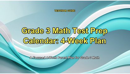 Grade 3 Math Test Prep Calendar: 4-Week Plan