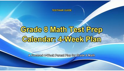 Grade 8 Math Test Prep Calendar: 4-Week Plan