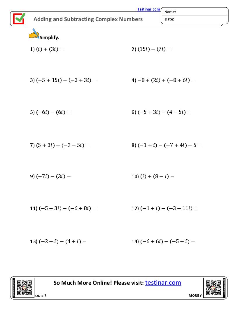 Adding and Subtracting Complex Numbers
