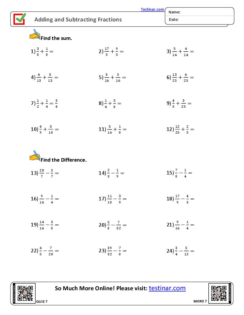Adding and Subtracting Fractions