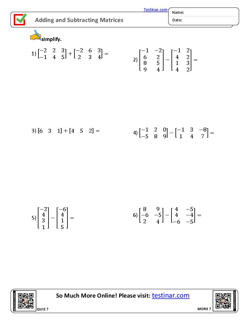 Adding and Subtracting Matrices