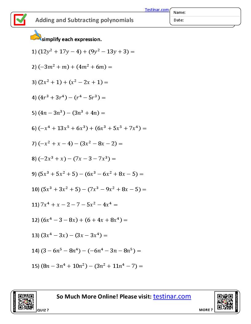 Adding and Subtracting Polynomials