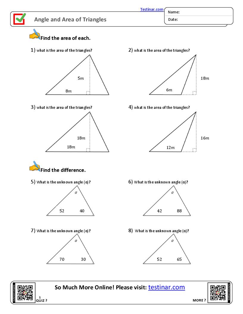 Angle and Area of Triangles