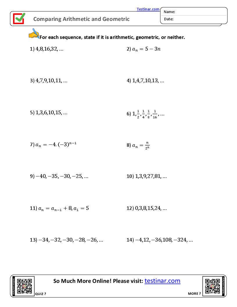 Comparing Arithmetic and Geometric Sequences