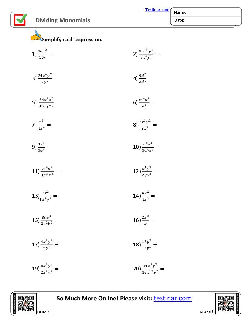 Dividing Monomials
