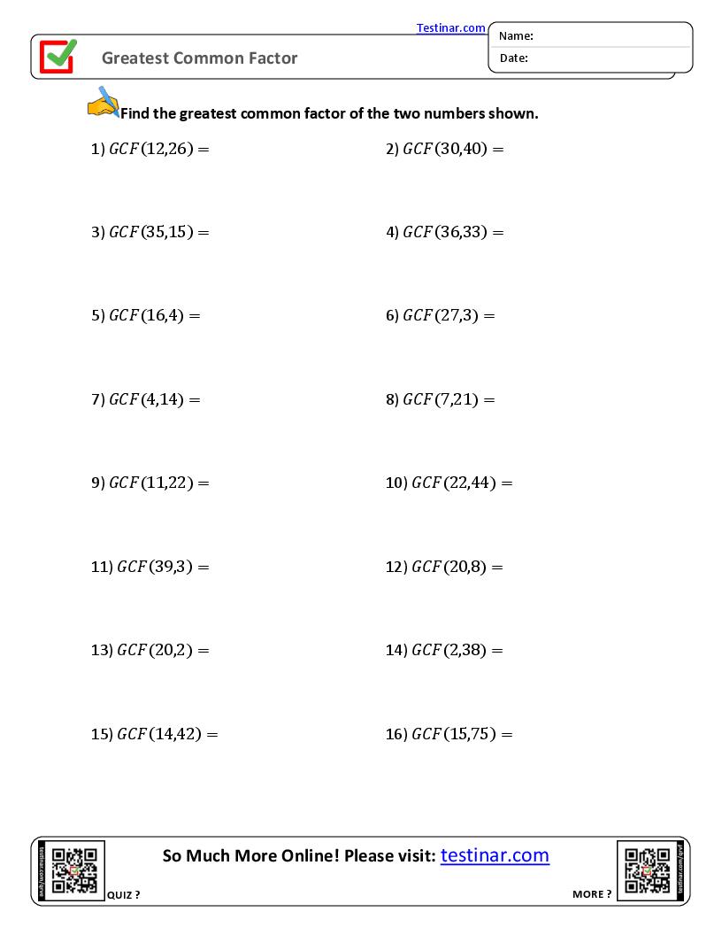 Greatest Common Factor