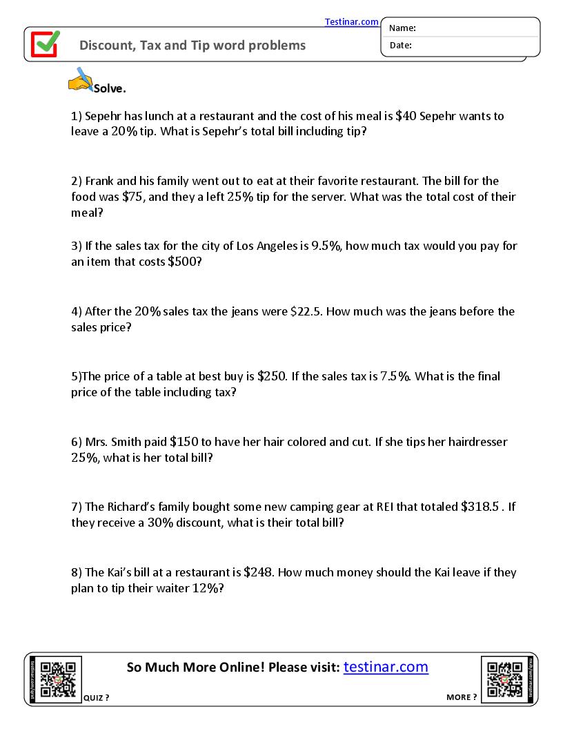 Markup, Discount, and Tax