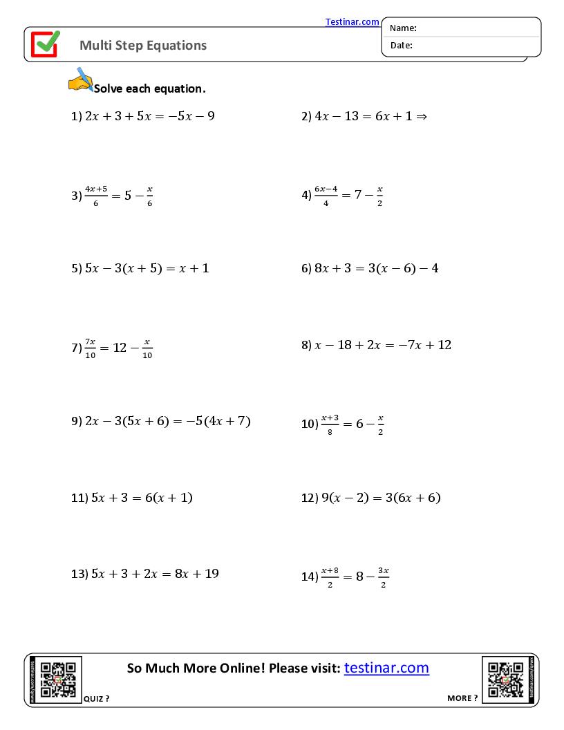 Multi Step Equations