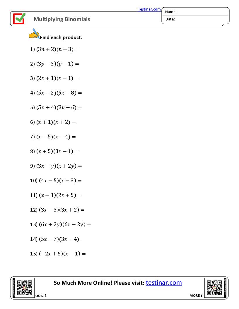 Multiplying Binomials