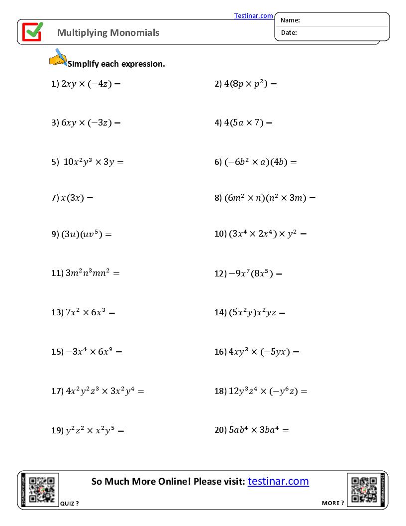 Multiplying Monomials