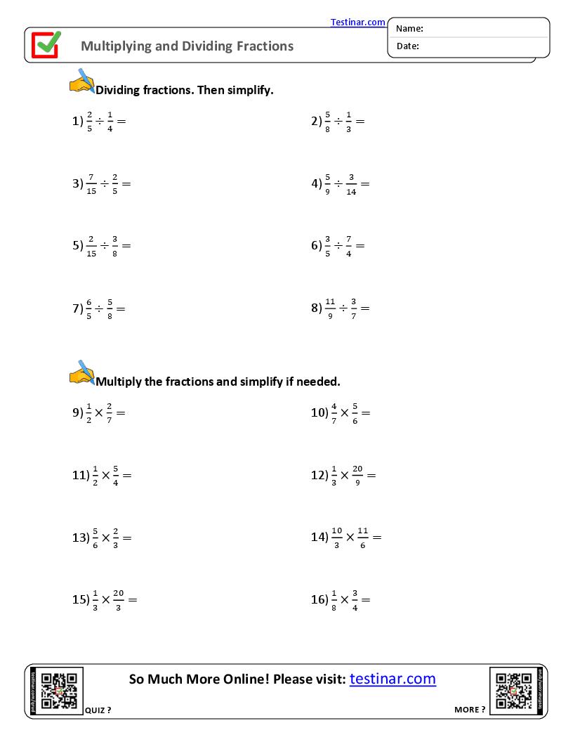 Multiplying and Dividing Fractions