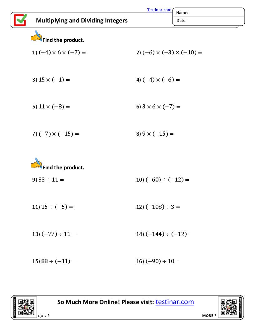 Multiplying and Dividing Integers