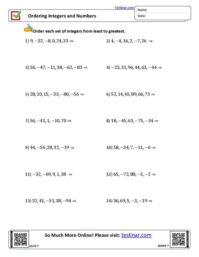 Ordering Integers and Numbers