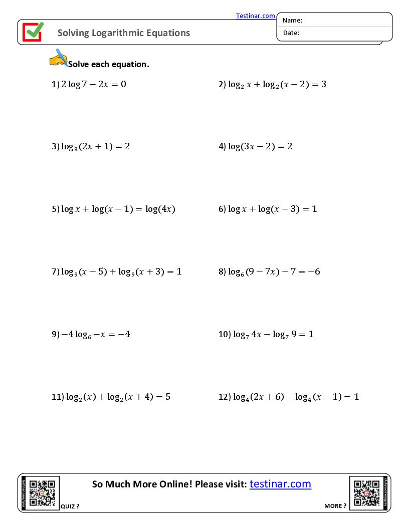 Solving Logarithmic Equations
