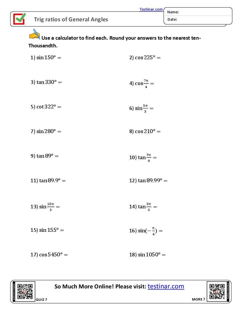 Trig ratios of General Angles