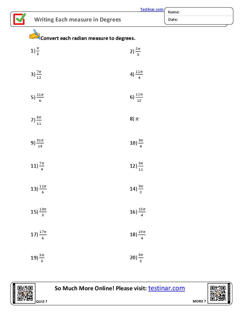Writing Each Measure in Degrees