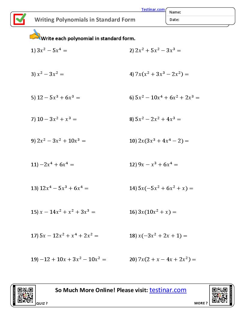 Writing Polynomials in Standard Form