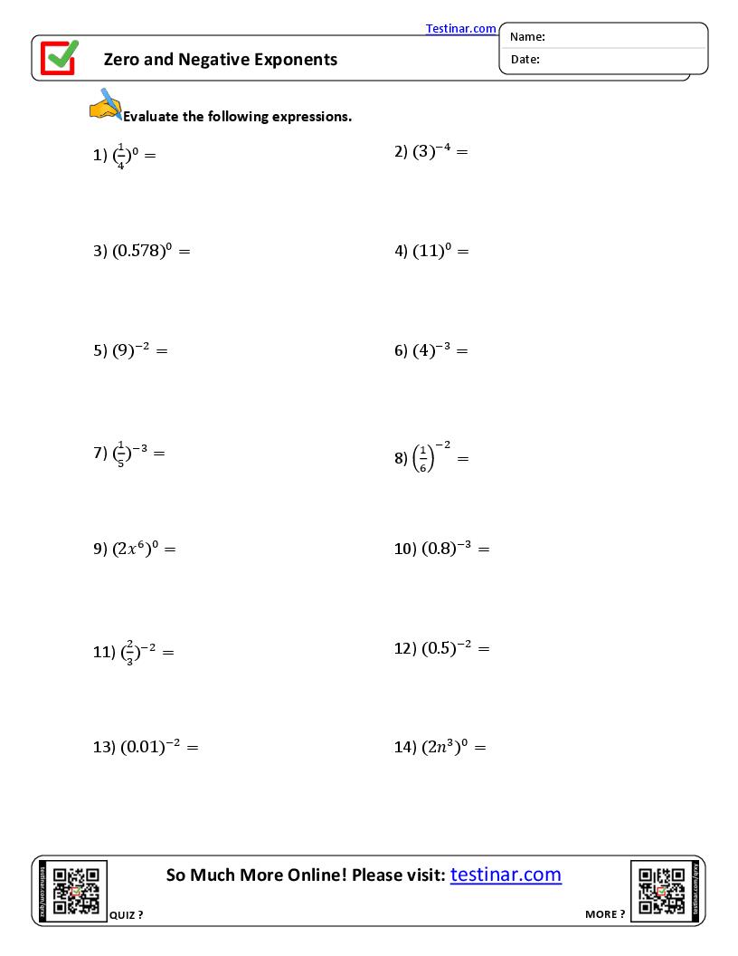 Zero and Negative Exponents