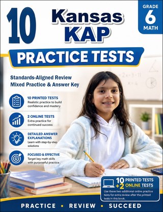The Kansas KAP Grade 6 Math Practice Tests Bundle workbook image for standards-aligned Kansas KAP Grade 6 Math practice