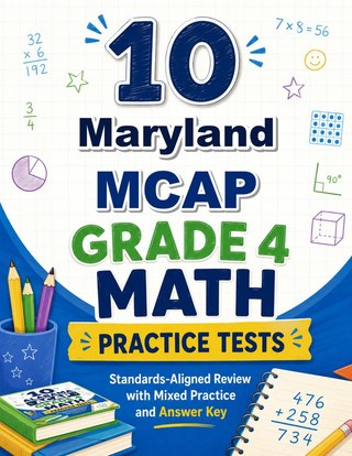 The Maryland MCAP Grade 4 Math Practice Tests Bundle workbook image for standards-aligned Maryland MCAP Grade 4 Math practice