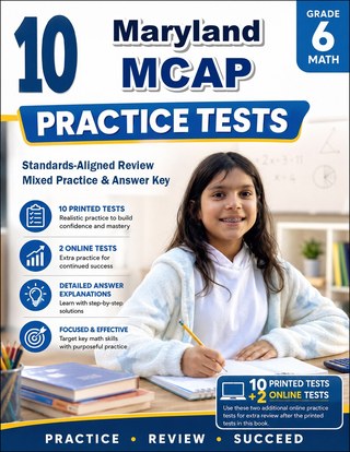 The Maryland MCAP Grade 6 Math Practice Tests Bundle workbook image for standards-aligned Maryland MCAP Grade 6 Math practice