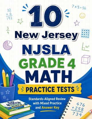 The New Jersey NJSLA Grade 4 Math Practice Tests Bundle workbook image for standards-aligned New Jersey NJSLA Grade 4 Math practice