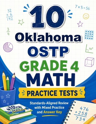 The Oklahoma OSTP Grade 4 Math Practice Tests Bundle workbook image for standards-aligned Oklahoma OSTP Grade 4 Math practice