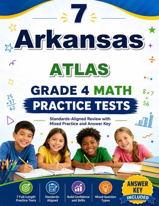 The Arkansas ATLAS Grade 4 Math Practice Tests Bundle workbook image for standards-aligned Arkansas ATLAS Grade 4 Math practice