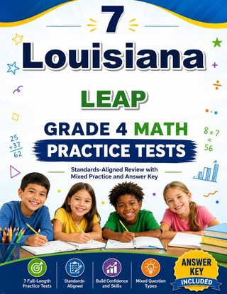 The Louisiana LEAP Grade 4 Math Practice Tests Bundle workbook image for standards-aligned Louisiana LEAP Grade 4 Math practice