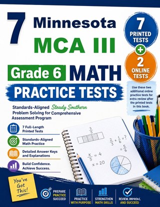 The Minnesota MCA III Grade 6 Math Practice Tests Bundle workbook image for standards-aligned Minnesota MCA III Grade 6 Math practice