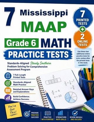 The Mississippi MAAP Grade 6 Math Practice Tests Bundle workbook image for standards-aligned Mississippi MAAP Grade 6 Math practice