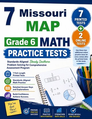 The Missouri MAP Grade 6 Math Practice Tests Bundle workbook image for standards-aligned Missouri MAP Grade 6 Math practice