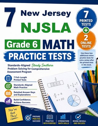 The New Jersey NJSLA Grade 6 Math Practice Tests Bundle workbook image for standards-aligned New Jersey NJSLA Grade 6 Math practice