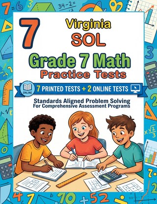The Virginia SOL Grade 7 Math Practice Tests Bundle workbook image for standards-aligned Virginia SOL Grade 7 Math practice