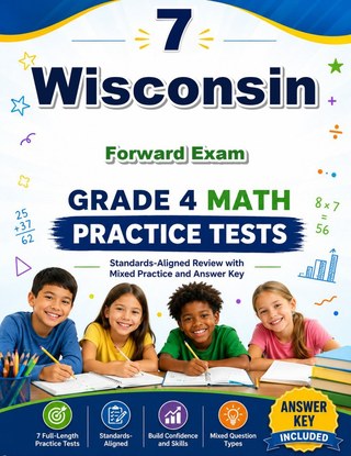 The Wisconsin Forward Exam Grade 4 Math Practice Tests Bundle workbook image for standards-aligned Wisconsin Forward Exam Grade 4 Math practice