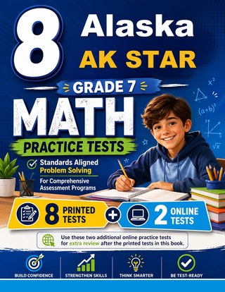 The Alaska AK STAR Grade 7 Math Practice Tests Bundle workbook image for standards-aligned Alaska AK STAR Grade 7 Math practice