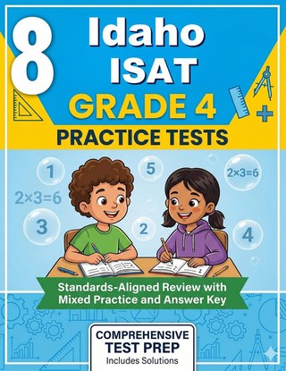 The Idaho ISAT Grade 4 Math Practice Tests Bundle workbook image for standards-aligned Idaho ISAT Grade 4 Math practice