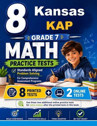 The Kansas KAP Grade 7 Math Practice Tests Bundle workbook image for standards-aligned Kansas KAP Grade 7 Math practice