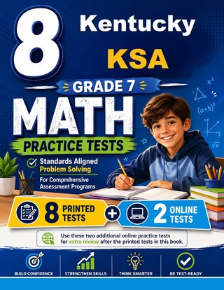 The Kentucky KSA Grade 7 Math Practice Tests Bundle workbook image for standards-aligned Kentucky KSA Grade 7 Math practice