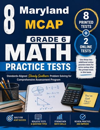 The Maryland MCAP Grade 6 Math Practice Tests Bundle workbook image for standards-aligned Maryland MCAP Grade 6 Math practice