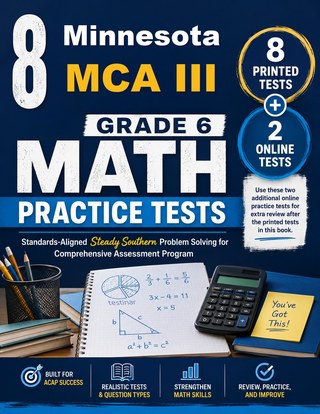 The Minnesota MCA III Grade 6 Math Practice Tests Bundle workbook image for standards-aligned Minnesota MCA III Grade 6 Math practice